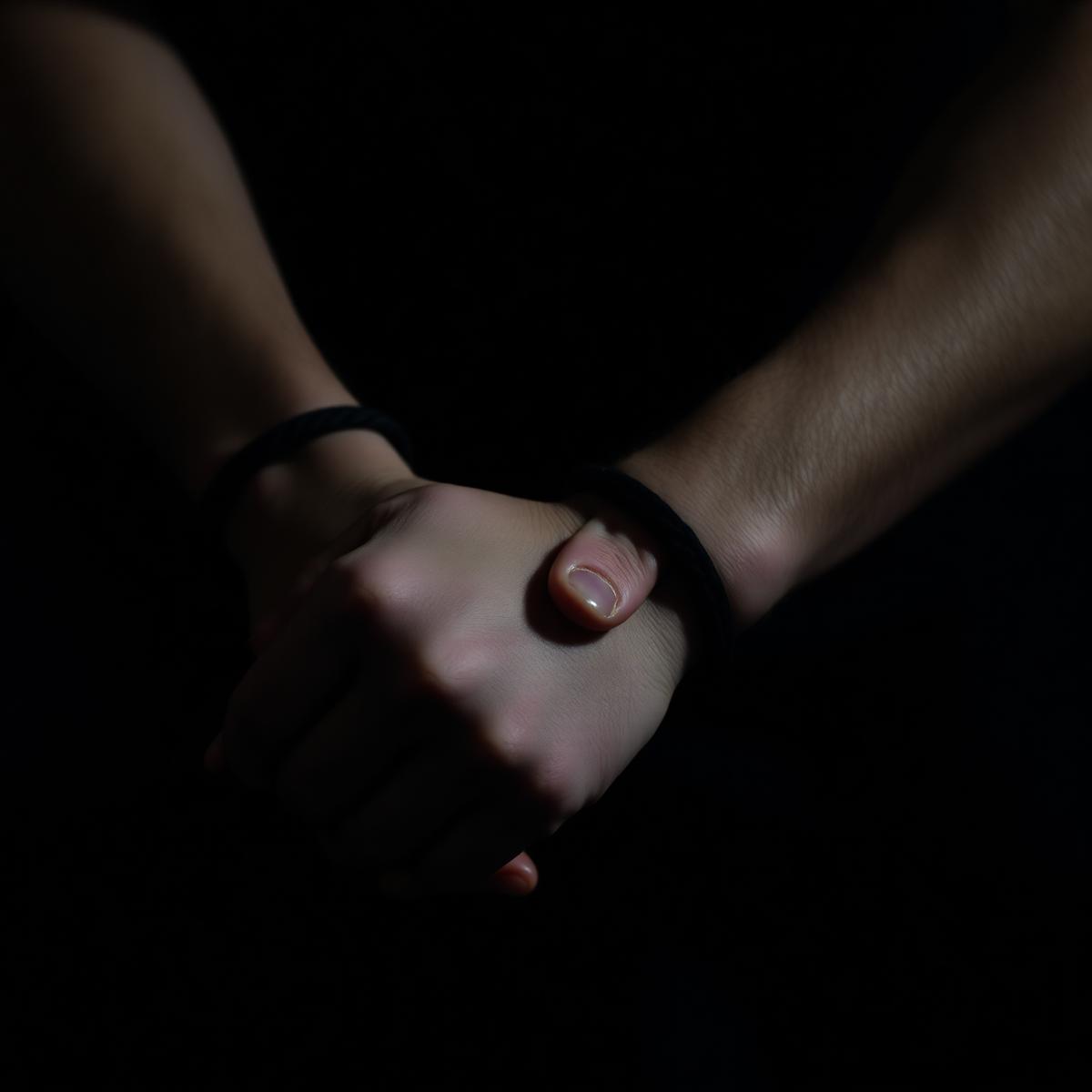Hands taped. No witnesses.